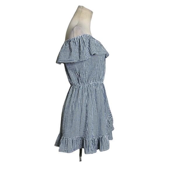 Lovers + Friends Blue Gingham Ruffled Mini Dress size Small - Picture 9 of 15